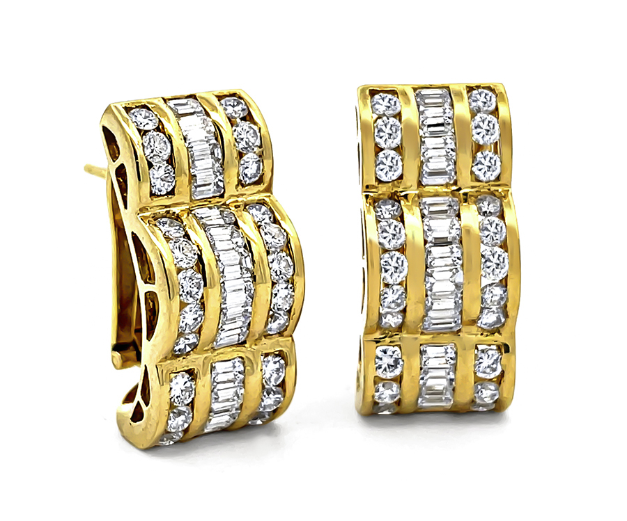 Estate 2.50ct Diamond Gold Earrings