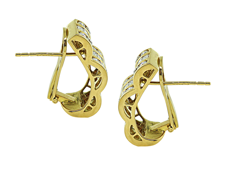 Estate 2.50ct Diamond Gold Earrings