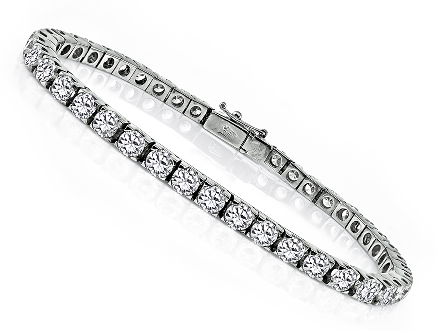 Estate 11.00ct Diamond Gold Line Bracelet