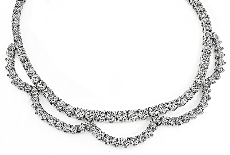 Estate 15.00ct Diamond White Gold Necklace