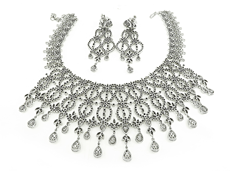 Estate 32.00ct Diamond Choker Necklace and Earrings Set