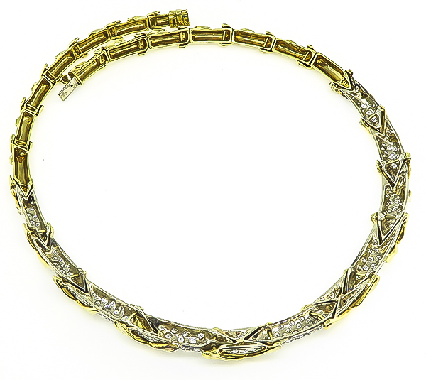 Estate 10.00ct Diamond Gold Necklace