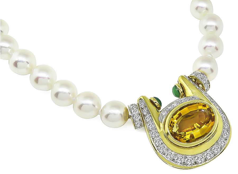 Pearl Citrine Diamond Jewelry Set 