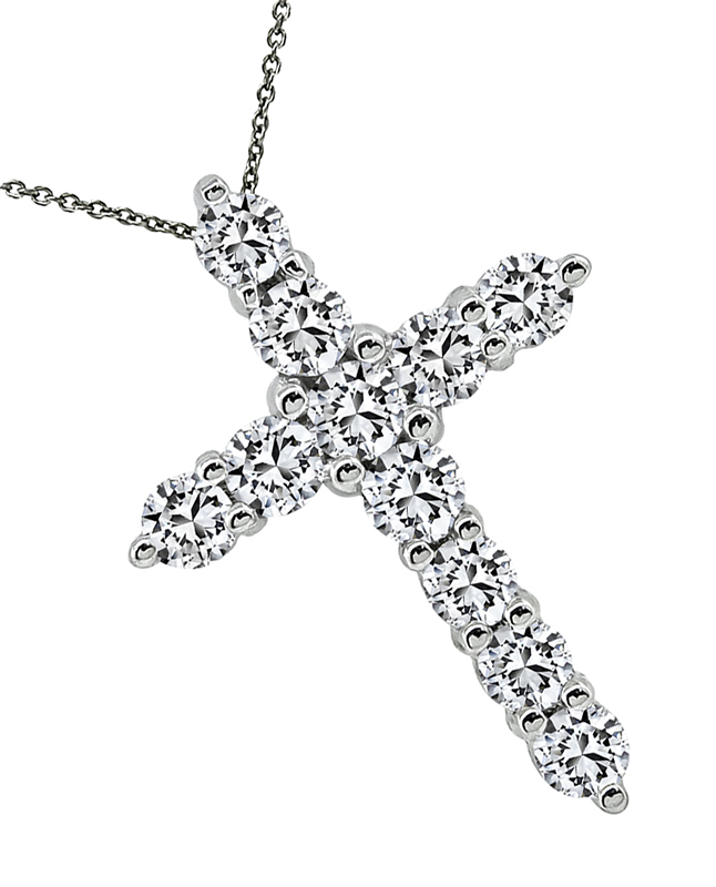 Estate 1.92ct Diamond Tiffany Style Cross Pendant