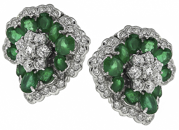 Estate Emerald Diamond Earrings