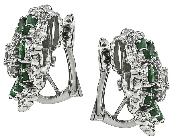 Estate Emerald Diamond Earrings