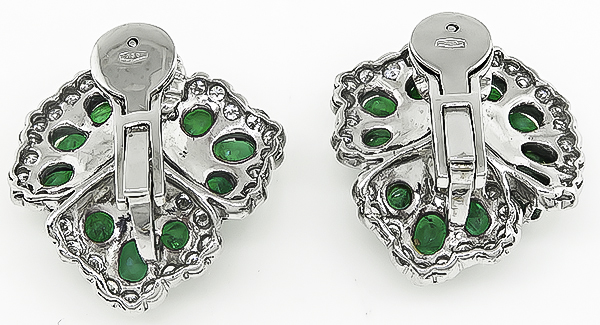 Estate Emerald Diamond Earrings
