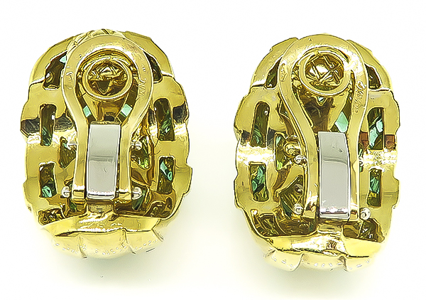 Estate 4.00ct Diamond 3.50ct Colombian Emerald Earrings