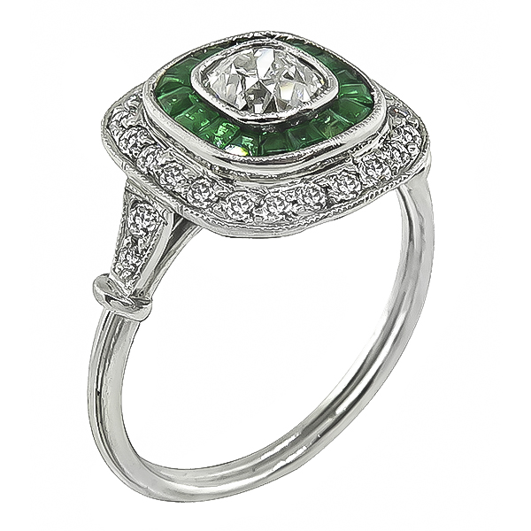 Estate 0.00ct Diamond Emerald Engagement Ring