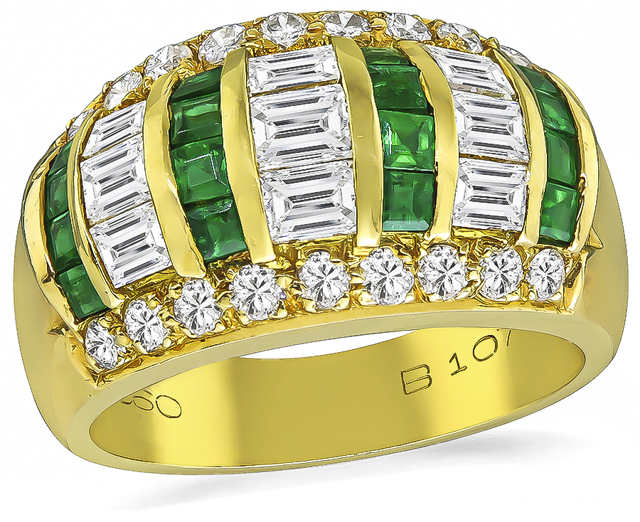 Estate 1.48ct Diamond 0.60ct Emerald Ring