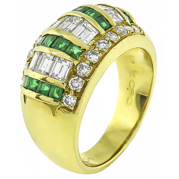 Estate 1.48ct Diamond 0.60ct Emerald Ring