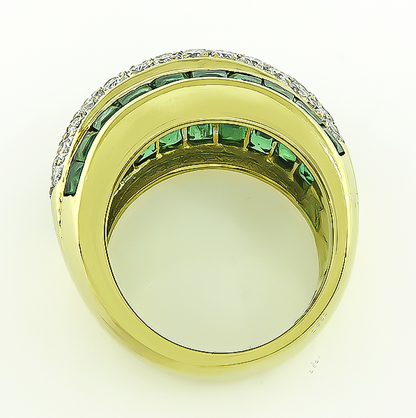 Estate 1.40ct Emerald 1.25ct Diamond Gold Ring