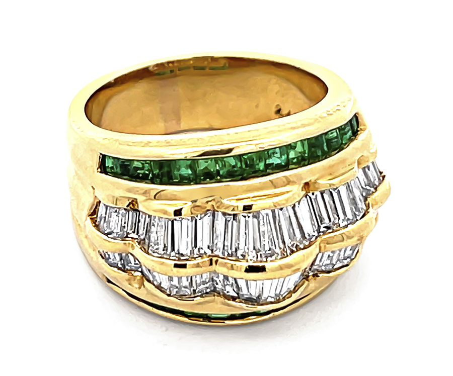 Estate 2.02ct Diamond 0.77ct Emerald Gold Ring