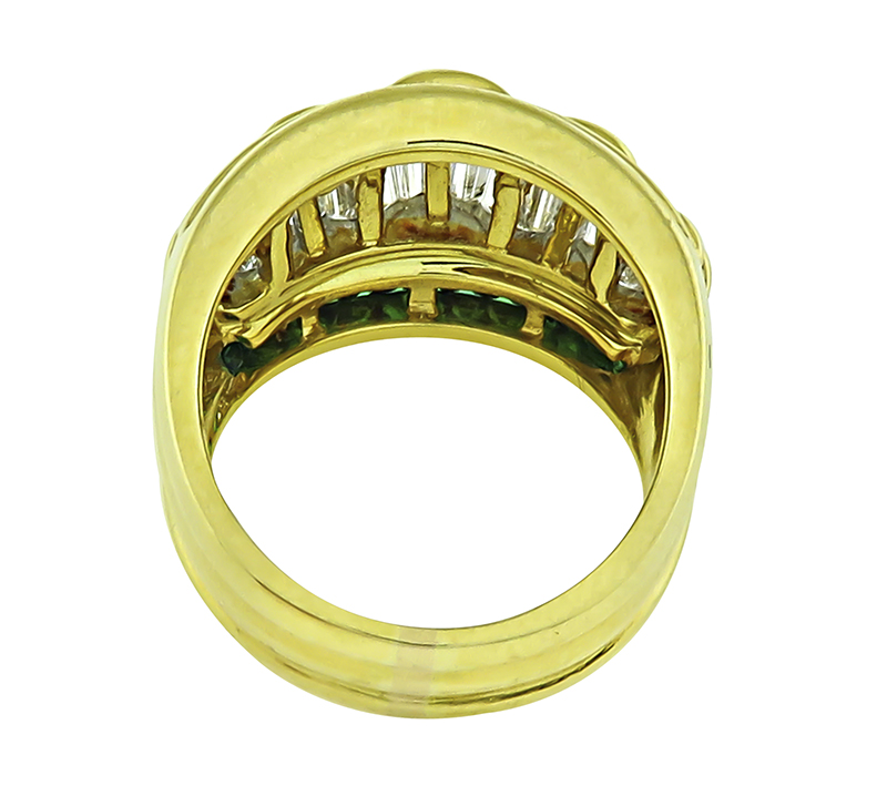 Estate 2.02ct Diamond 0.77ct Emerald Gold Ring