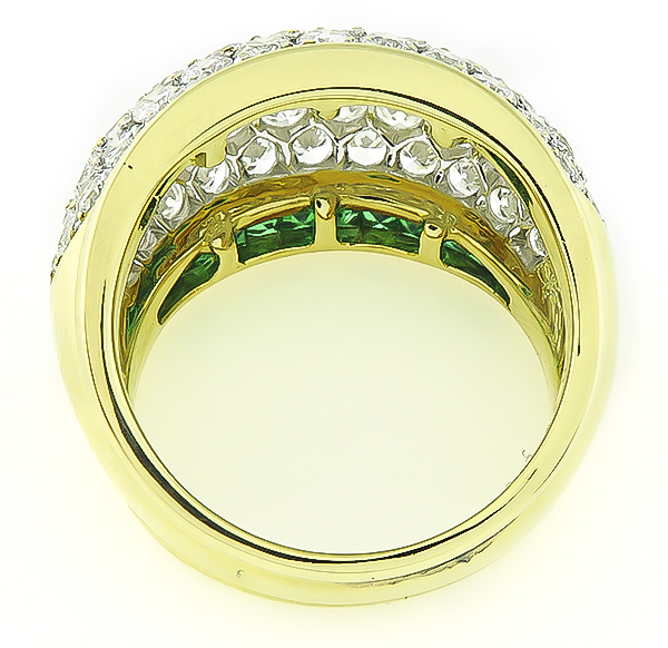 Estate 3.17ct Diamond 1.01ct Emerald Gold Ring