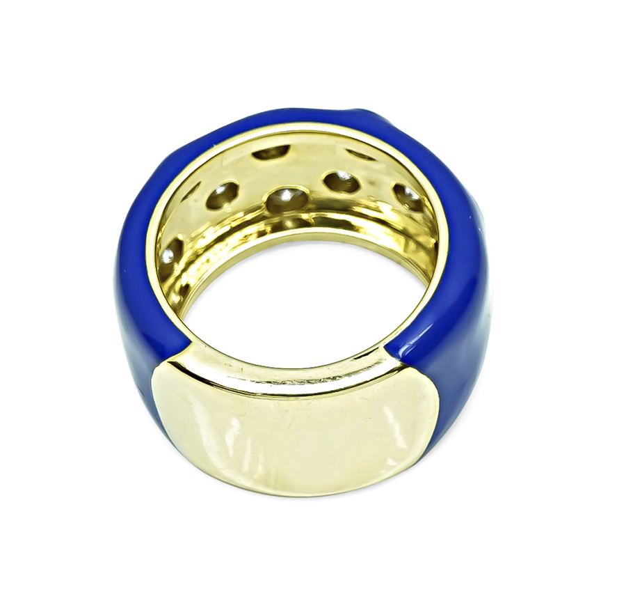 Estate 1.00ct Diamond Enamel Gold Ring