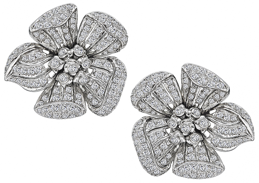 Estate 2.00ct Diamond Flower Earrings