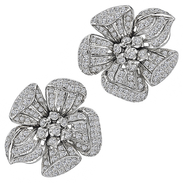 Estate 2.00ct Diamond Flower Earrings