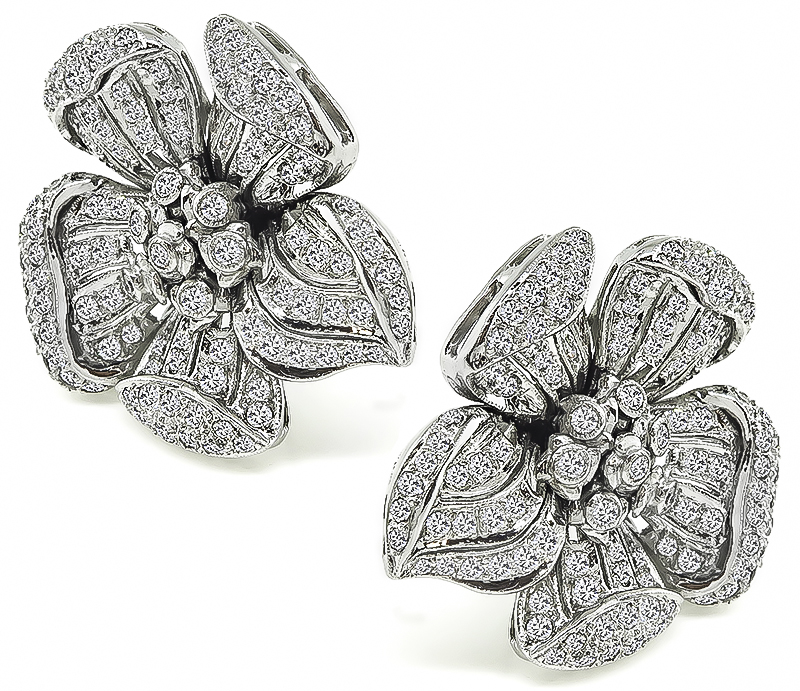 Estate 2.00ct Diamond Flower Earrings