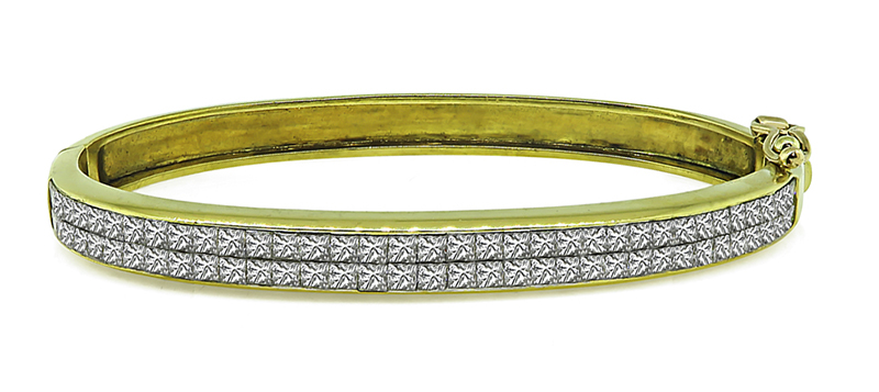 Estate 3.75ct Diamond Gold Bangle