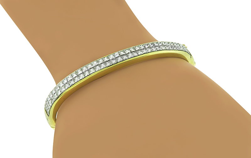 Estate 3.75ct Diamond Gold Bangle