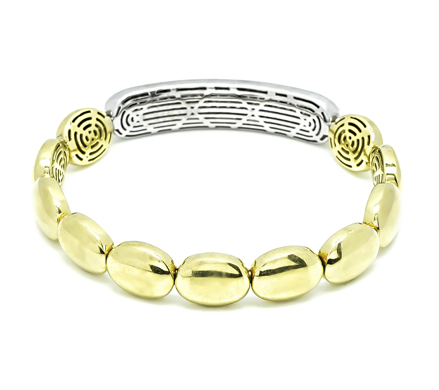 Estate 3.00ct Diamond Two Tone Gold Flexible Bangle