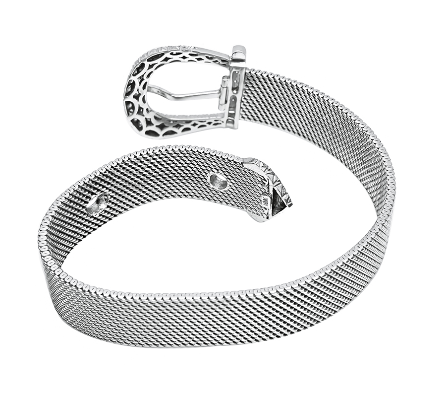 Estate 2.50ct Diamond Gold Belt Buckle Bracelet