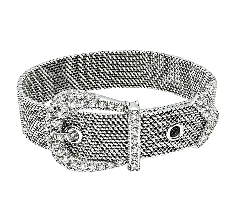 Estate 2.50ct Diamond Gold Belt Buckle Bracelet