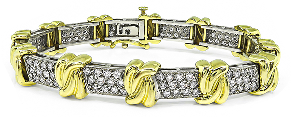 Estate 4.00ct Diamond Two Tone Gold Bracelet