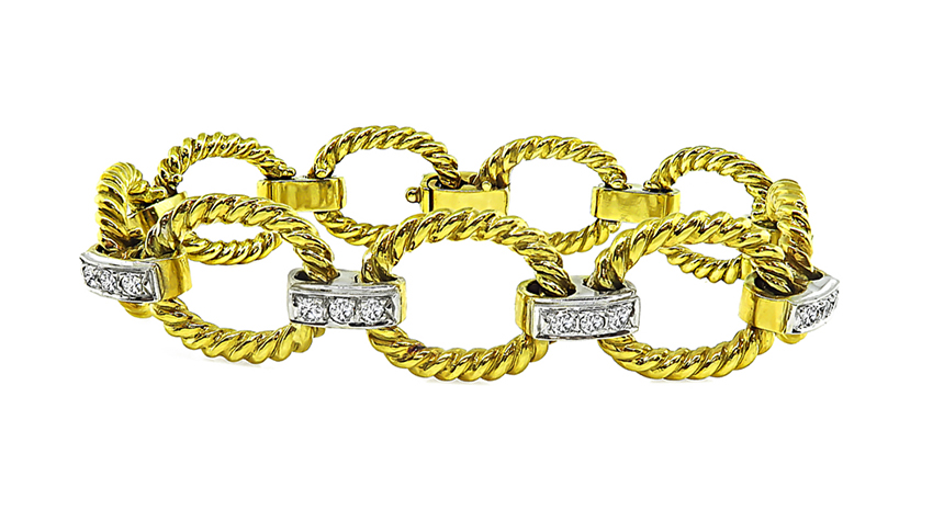Estate 1.00ct Diamond Gold Bracelet