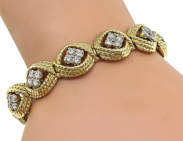 Estate 3.00ct Diamond Gold Bracelet
