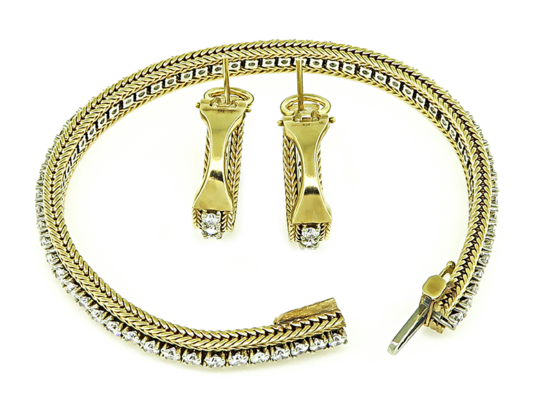 Estate 6.25ct Diamond Bracelet and Earrings Set