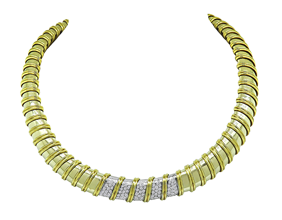 Estate Nabucco 1.80ct Diamond Gold Choker Necklace