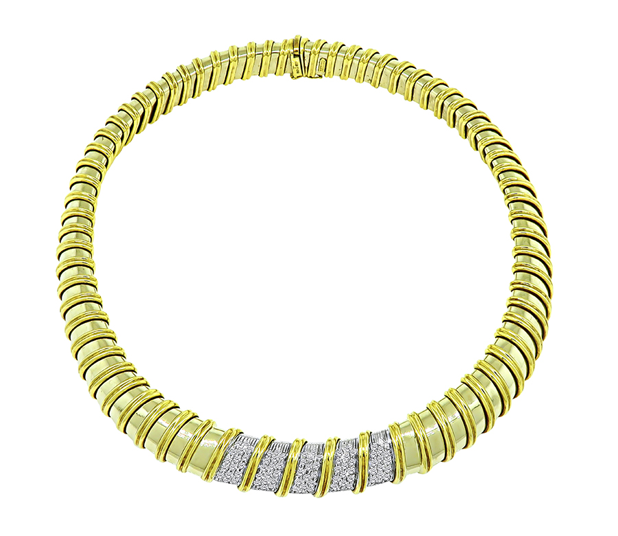 Estate Nabucco 1.80ct Diamond Gold Choker Necklace