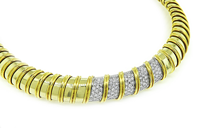 Estate Nabucco 1.80ct Diamond Gold Choker Necklace
