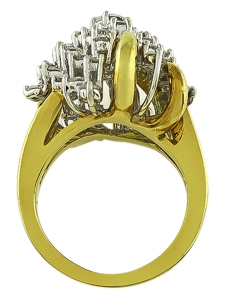 Estate 3.20ct Diamond Gold Cocktail Ring
