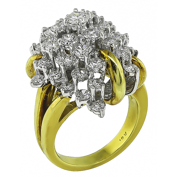 Estate 3.20ct Diamond Gold Cocktail Ring