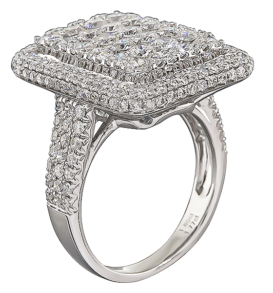 Estate 3.57ct Diamond Gold Cocktail Ring