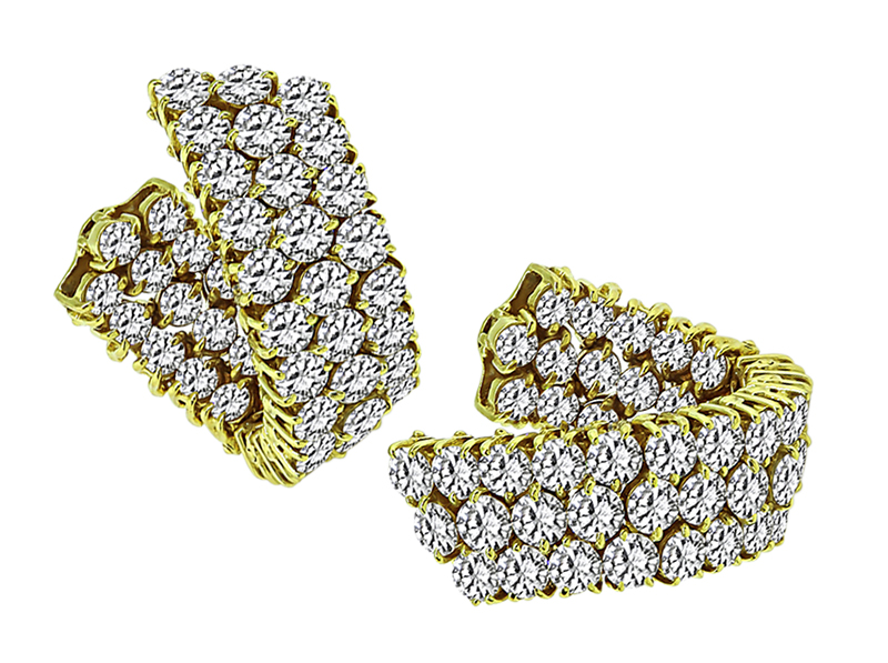 Estate 9.46ct Diamond Gold Earrings