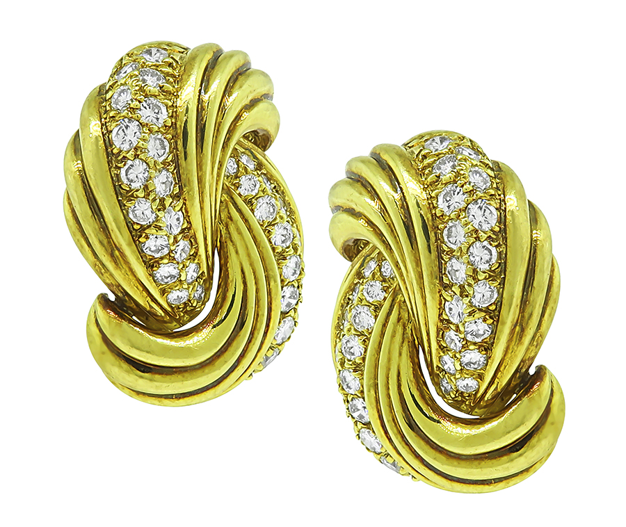 Estate 2.00ct Diamond Gold Earrings