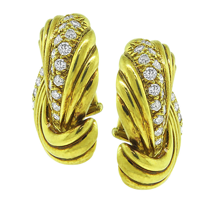 Estate 2.00ct Diamond Gold Earrings