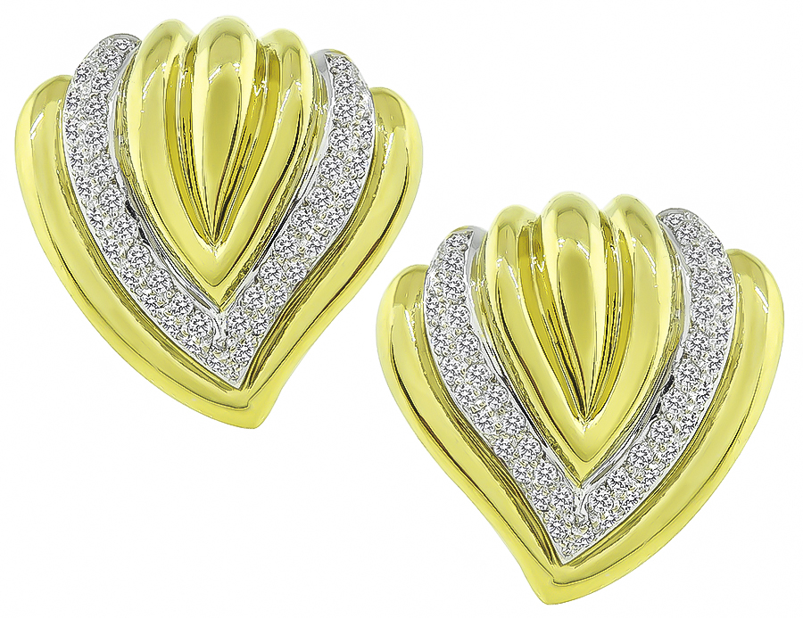 Estate 1.75ct Diamond Gold Earrings