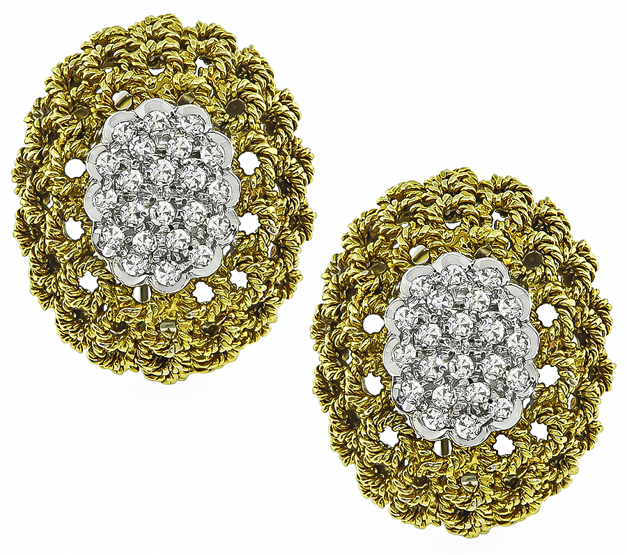 Estate 0.80ct Diamond Gold Earrings