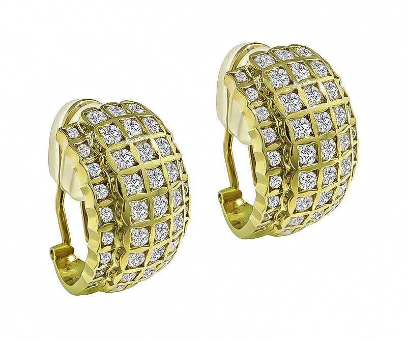 Estate 3.45ct Diamond Gold Earrings