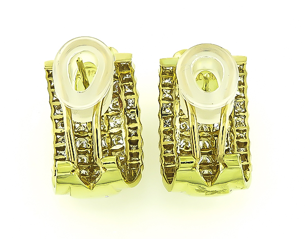 Estate 3.45ct Diamond Gold Earrings