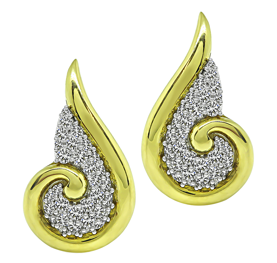 Estate 3.75ct Diamond Gold Earrings