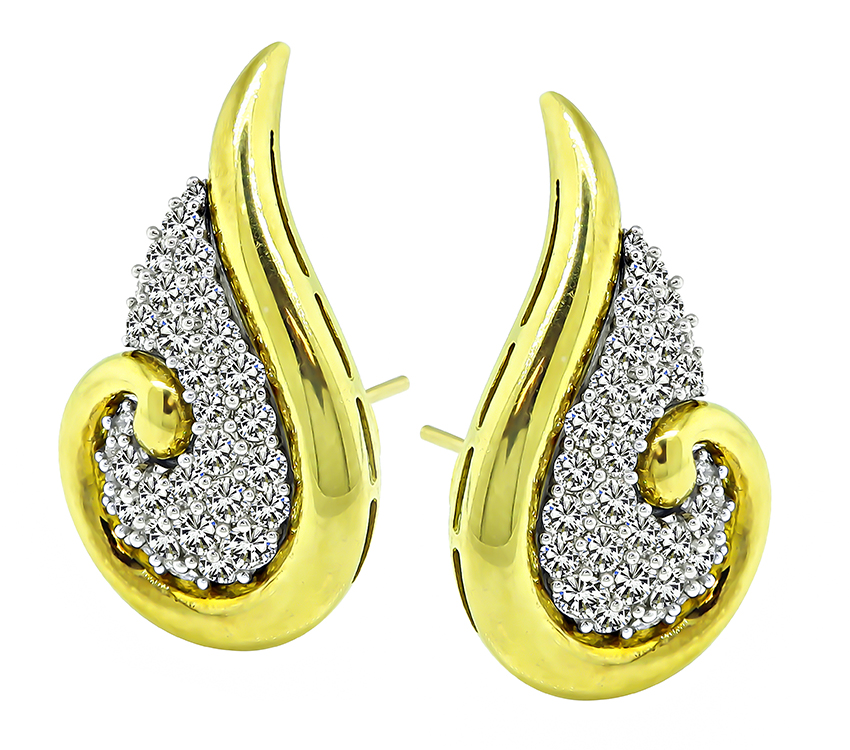 Estate 3.75ct Diamond Gold Earrings