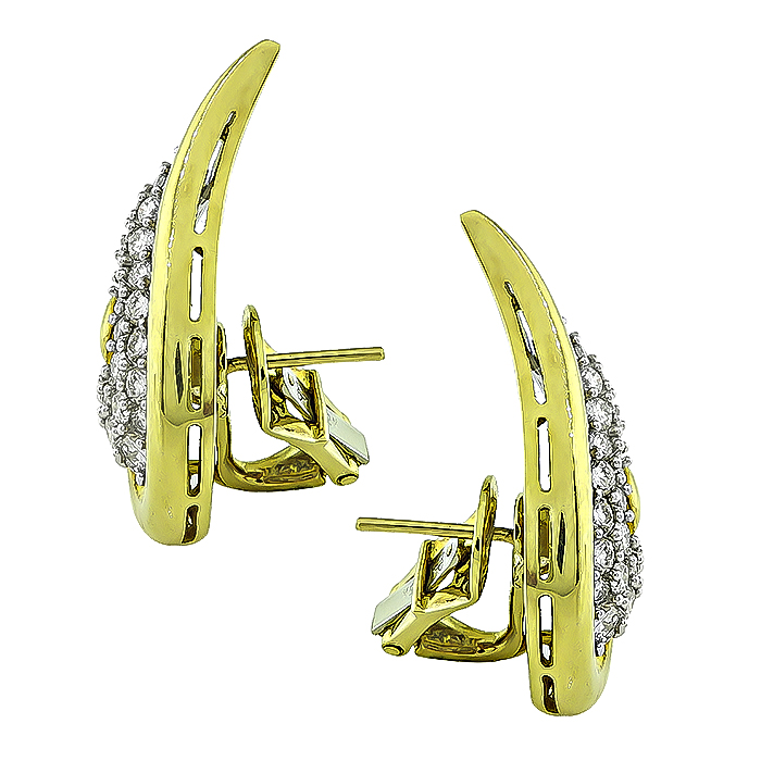 Estate 3.75ct Diamond Gold Earrings