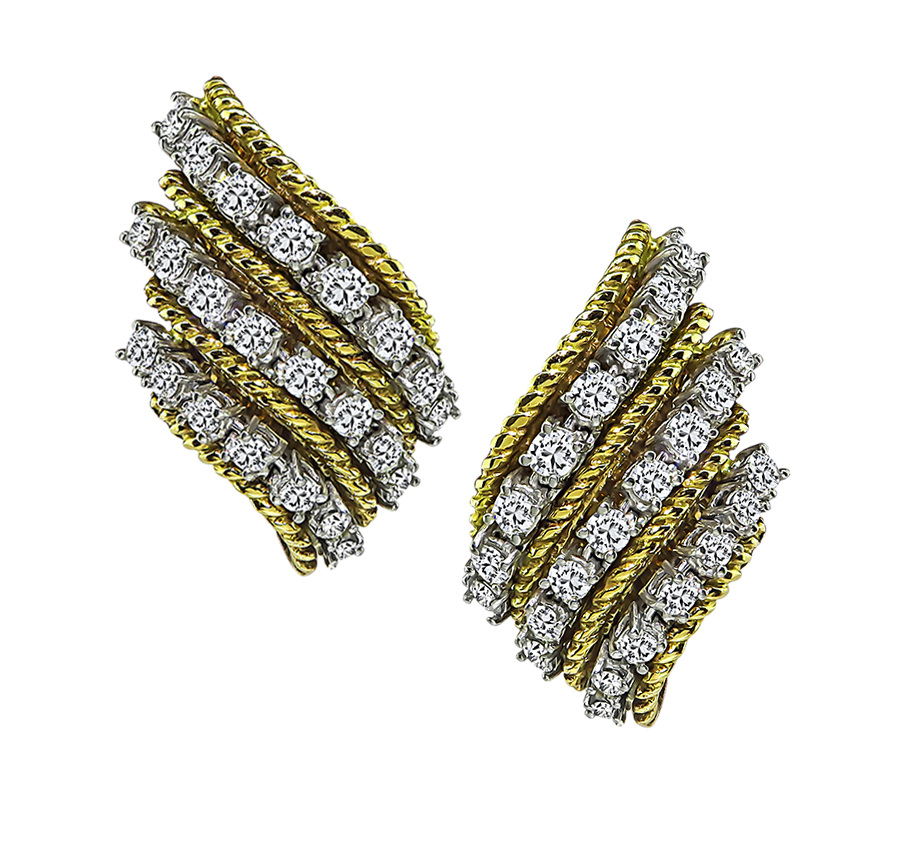 Estate 4.50ct Diamond Gold Earrings