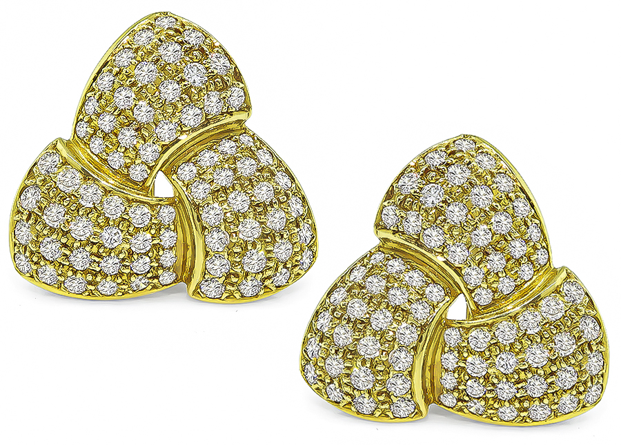 Estate 4.00ct Diamond Gold Earrings